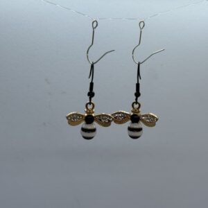 Oorbellen zwarte witte bijtjes zwart haakje