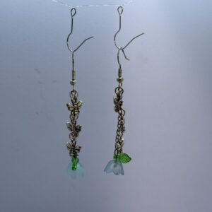 Oorbellen 3 vlinders silver bloemetje blauw