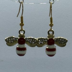 Oorbellen goud bijen rood