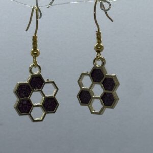 Oorbellen goud bijenraat heel paars